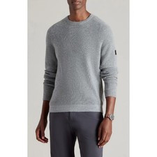 Rhone Mens Walden Waffle Wool  Cashmere Knit Sweater Light Gray Size L