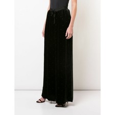 NEW NWT $550 Size 2 Ulla Johnson Maia Palazzo Silk Pants Velvet Black Dot print