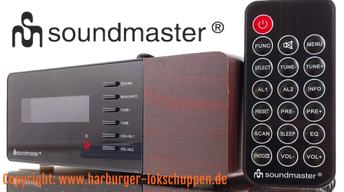 Soundmaster UR180DBR Digital Radiowecker, DAB, RDS, 2 Weckzeiten, + Fernbed.