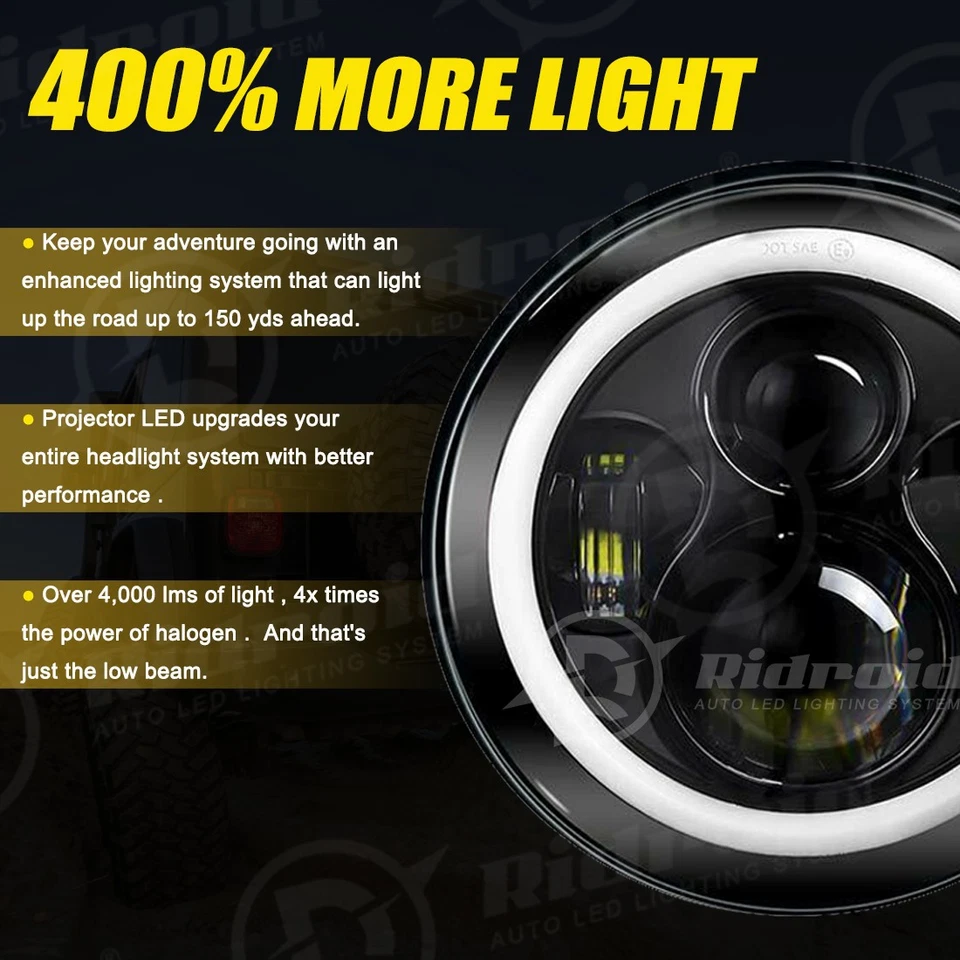 Новейшая пара круглых светодиодных фар 7 дюймов для Dodge B100 B200 B300 Van 1971-1978 годов выпуска - Изображение 3 из 4