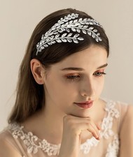 14 Inch Silver01 Rhinestone Bridal Headband Wedding Headpiece Hair Accessory