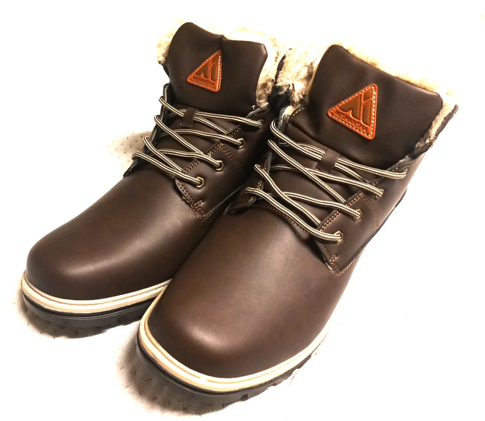 Herren Schuhe Gr.47 Mishansha Leder Winterschuhe Braun Gefuttert Warm Modern Neu