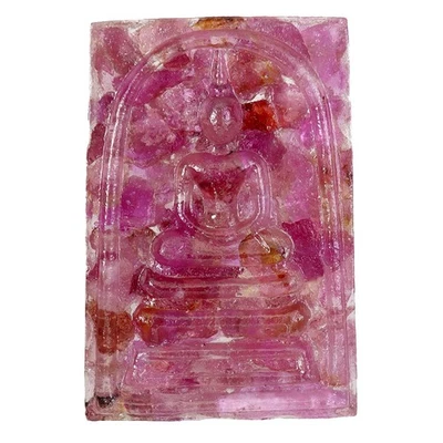 Handgemacht Gautama Buddha Thai Figur Statue Natürlich Rosa 60.85ct 35x23.5mm - Bild 1 von 4