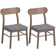 Set of 2 Wooden Dining Chairs, Kitchen Chairs with Padded Seat, Gray