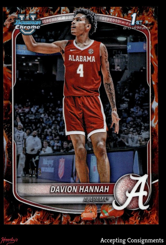 2025-26 Bowman Chrome Univ Prospects FireFractor Davion Hannah 1/3 ROOKIE 1st