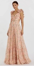 Mac Duggal Ruffle Tiered Floral Gown Size 4 Pink NWOT 398 Retail