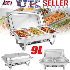 9L Stainless Steel Chafing Dish Buffet  Server Food Warmer half pan Rectangular^