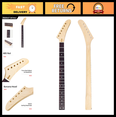 #ad #ad 24 Fret Guitar Neck 25.5quot; Maple Rosewood Bolt On Replacement Electric Parts 14quot; $98.99
