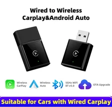 2025 Upgrade Wireless CarPlay AA Adapter USB Dongle for iPhone iOS Plug & Play