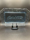 Vintage Blue Tiara Indiana Glass Bread Plate Tray The Last Supper