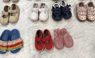 Girl Size 22 Shoes (7 pairs) - Cienta, H&M, Sto Kids, Jelly Flats Sneakers