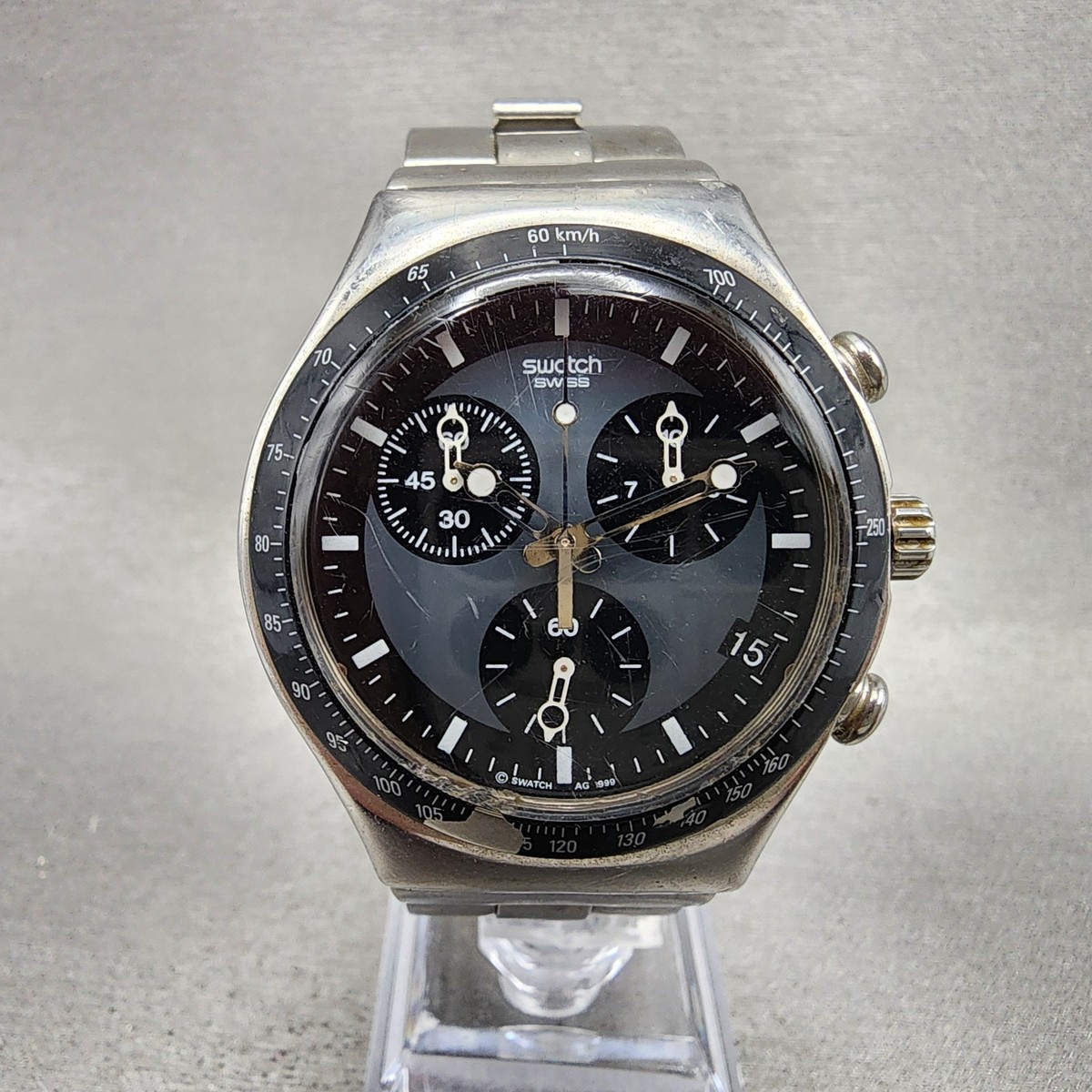 Swatch Irony Chrono Windfall Watch Men 40mm Black Dial Silver Tone