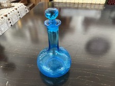 Vintage Hand Blown Cobalt Blue Glass Bottle and Glass stopper