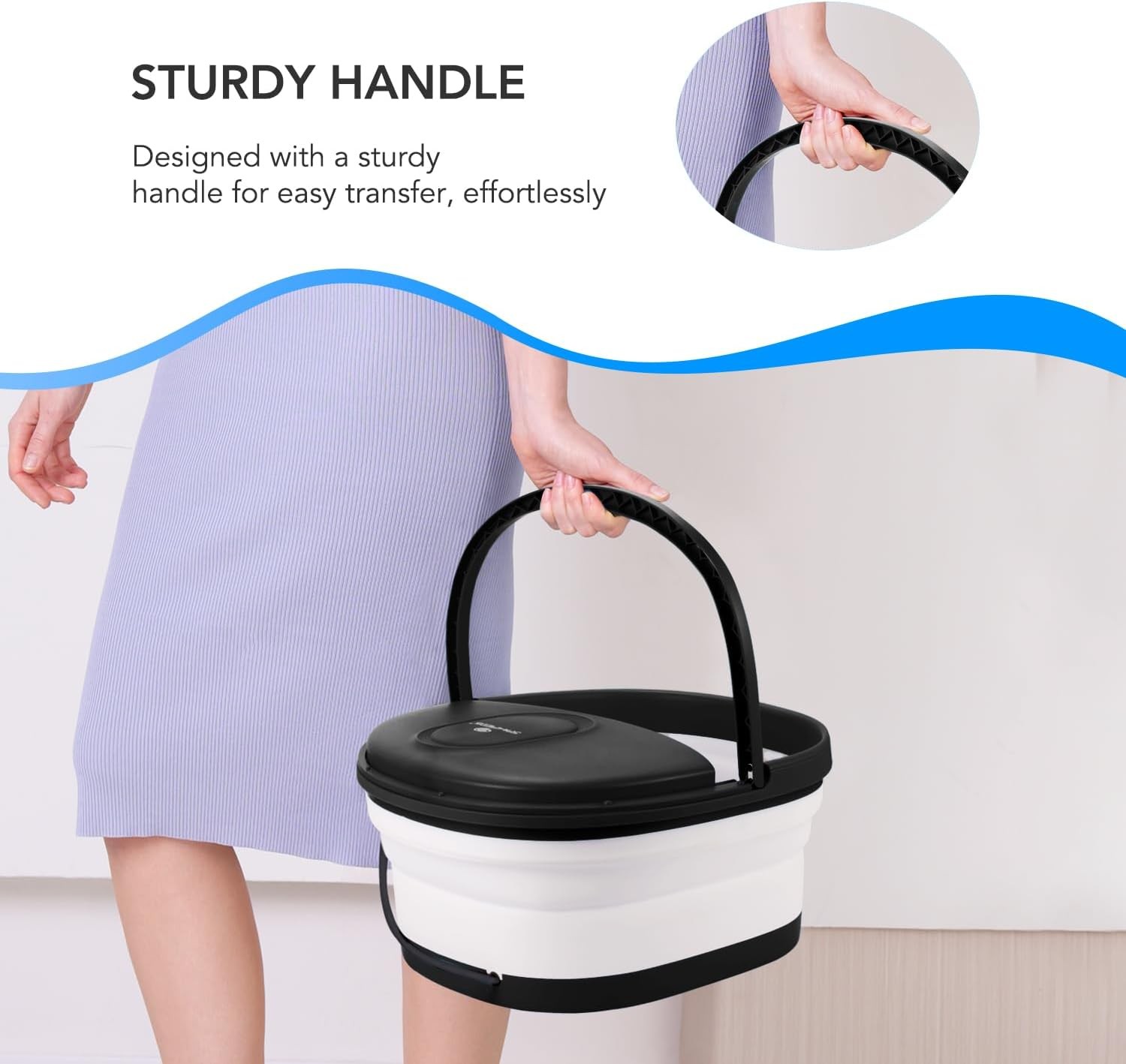 Foot Spa Bath Massager w/ Bubbles, Red Light, 8 Rollers – Stress Relief Tub