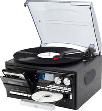 Tourne-disque vinyle portable valise enceinte Bluetooth USB design vintage déco