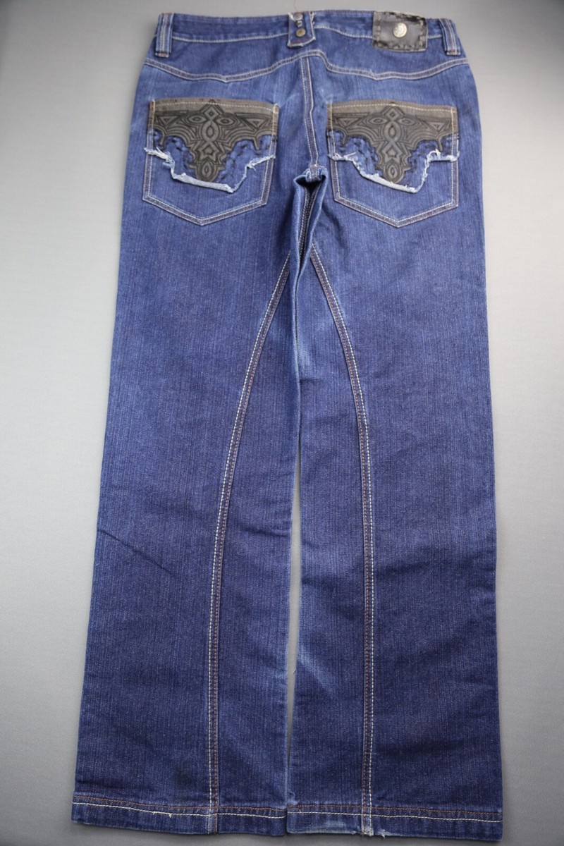 Men's Antik Denim Jeans Western Boot Cut Embroidered Size 36x32