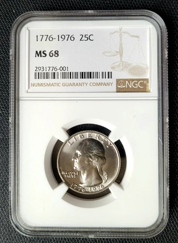 1976 (P) Washington Quarter NGC MS 68 25c TOP POP MS68 / 1,684 Registry Points