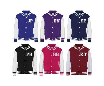 Personalisierte Kinder College Jacke, individuelle Initialen, Mädchen, Jungen, Mantel, Baseball