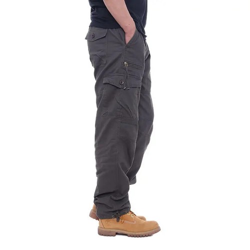 Hombres Pantalones de Carga Informales Cremallera Multi-bolsillo Rectos Pantalones Sueltos Cintura Elástica - Imagen 25 de 28