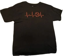 Baseball Heart Beat T-Shirt, Uni-Sex Size Large.