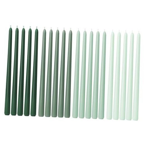 Taper Candles 12 Inch Set of 20 Unscented, Dripless, 12 Inch-20 Count Green