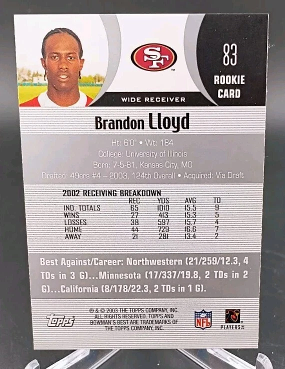 2003 Bowman's Best - #83 Brandon Lloyd (RC) - Image 2 of 2