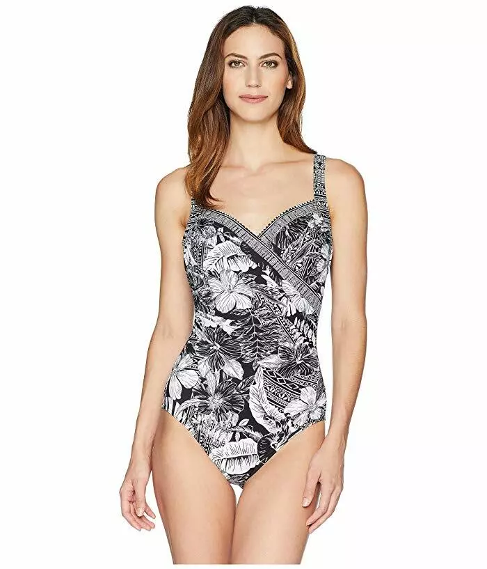 NWOT black & white flowers Sanibel Miraclesuit Castaway one piece