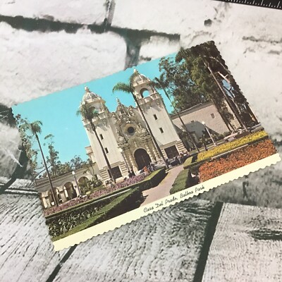 Vintage Postcard Casa Del Prado Formal Garden Collectible CA Travel Photo 