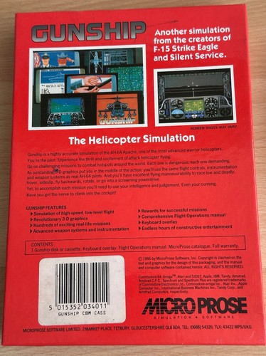 Gunship C64 / C128K - MICROPROSA - CAJA GRANDE - CASSETTE - Imagen 3 de 7