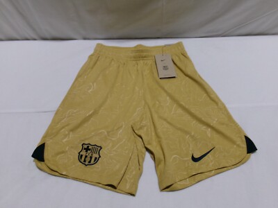 NIKE FC Barcelona Slim Fit Away Stadium Shorts Gold Size Small H569