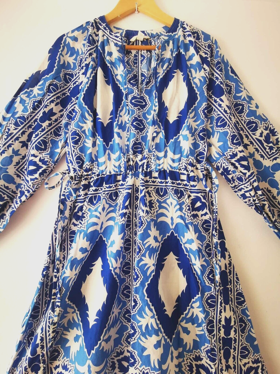 h&m kaftan dress blue Azura Sapphire Lace Up Kaftan