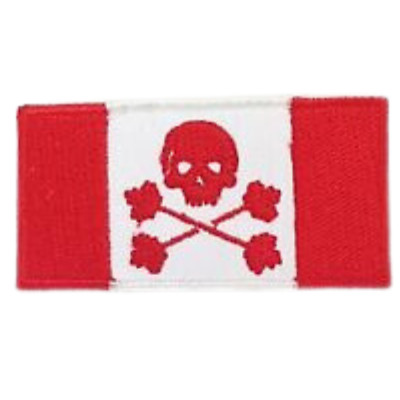 Canadian Flag Skull & Maple Leaf Cross Bone Iron Sew on Embroidered Patch