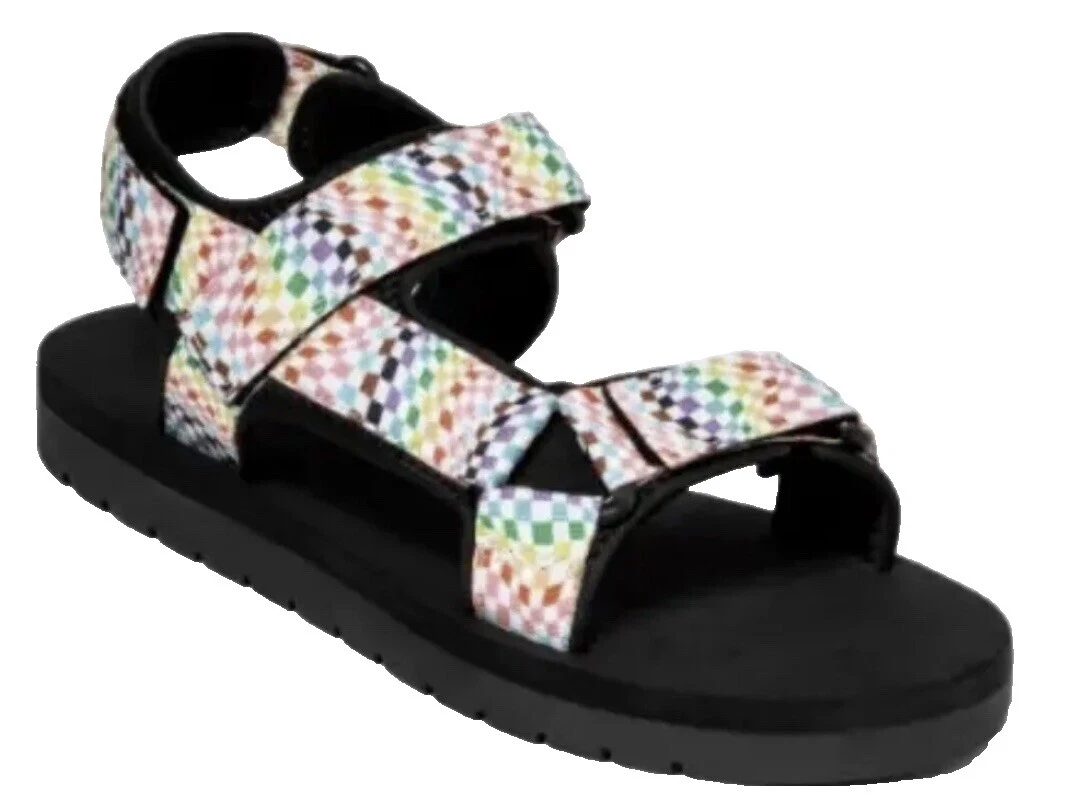 Sandálias femininas xadrez de borracha superior