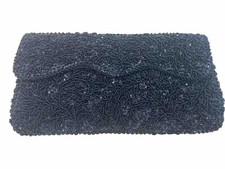 VTG Bon Soir Woman  s Clutch Evening Clutch Beaded Black
