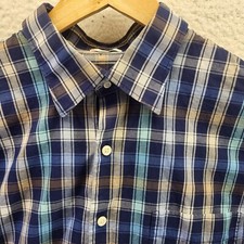 Peter Millar Button Down Shirt Mens Large Blue Gingham Plaid Cotton Crown