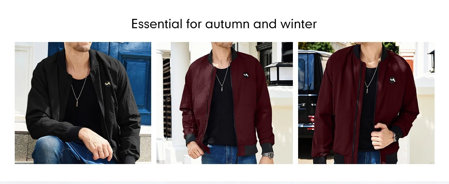 Elegancity Burgundy Men's Bomber Jacket Lightweight Windbreaker Full-Zip size XL