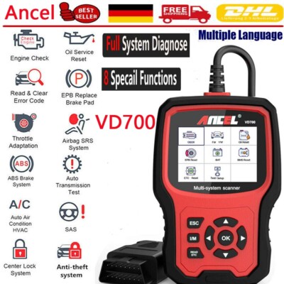 Ancel VD700 Diagnose gerät OBDII Gerät Auto Alle System EPB ABS Scanner für VAG