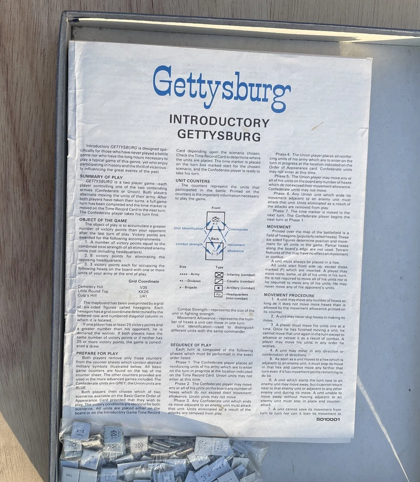 VTG GETTYSBURG U.S. Civil War 1977 Avalon Hill strategy game 90% Unpunched Copy - Image 4 of 4