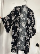 NEW Spiritual Gangster Maya Kimono Robe in Black And White Floral - One size
