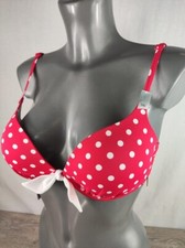 Boux Avenue Red Mix America Spot Double Boost Bikini Top Swim Bra UK 30-38