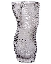 Hohe Deko Blumenvase Glas grau 31 cm geschwungen breite Öffnung Struktur Dytiko