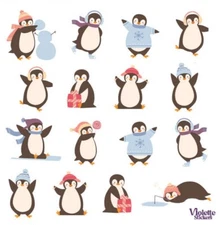 Violette Stickers Dancing Penguins Winter Xmas  Crafts Planner Supply Scrapbook
