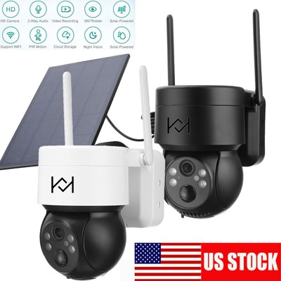 Solar Battery Powered Wireless WiFi Outdoor Pan/Tilt Home Security Camera System