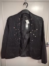 Out Of Gas New Ladies Faux Leather With Front Studs Jacket Uk Size 10