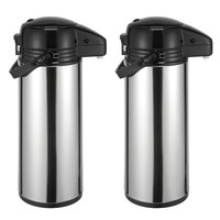 2Er Set Thermoskanne Pumpkanne 1,9L Kaffeekanne Airpot Edelstahl Isolierkanne