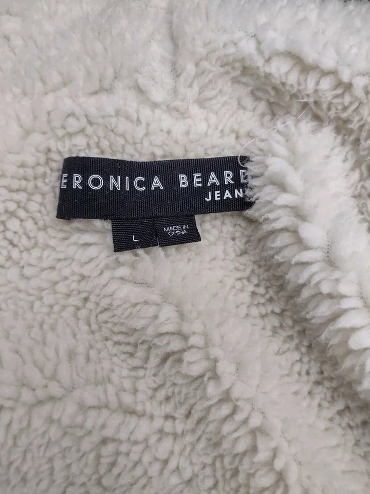 Chaqueta de mezclilla forrada Veronica Beard Neena Sherpa azul lavado ácido talla L nueva Foto 4 de 4