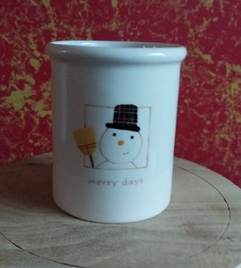Hallmark Snowman Christmas Merry Days Tealight Votive Candle Holder Ceramic