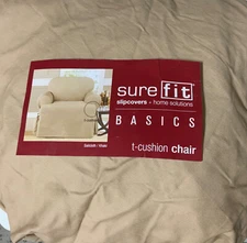 🧷 Sure Fit Heavyweight T-cushion Chair Cover SAILCLOTH Khaki 🆕 AS SHOWN