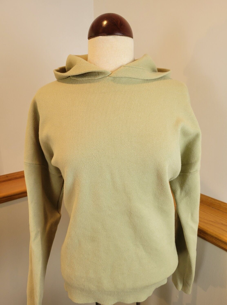 ZARA High Neck Long Sleeve Mint Green Hooded Knit Sweater Women's Size Large