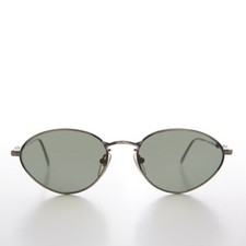 Oval 90s Minimal Vintage Sunglasses - Gunmetal Torres